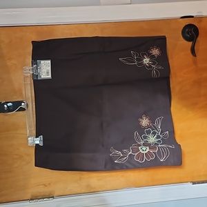 Geoffrey Beene Embroidered Brown Skirt Sz 16